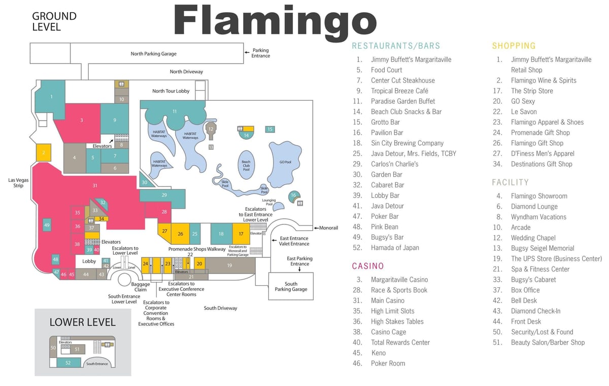 kaart van Flamingo Las Vegas