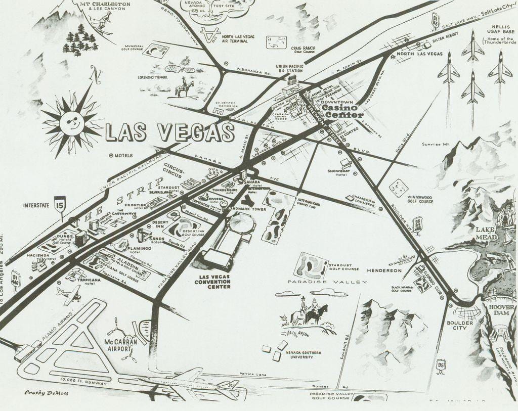 het oude Las Vegas strip kaart