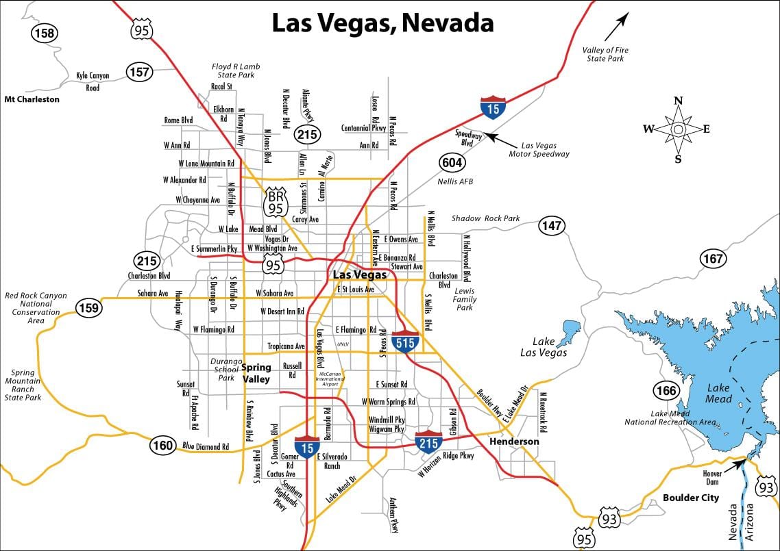 straat kaart van Las Vegas