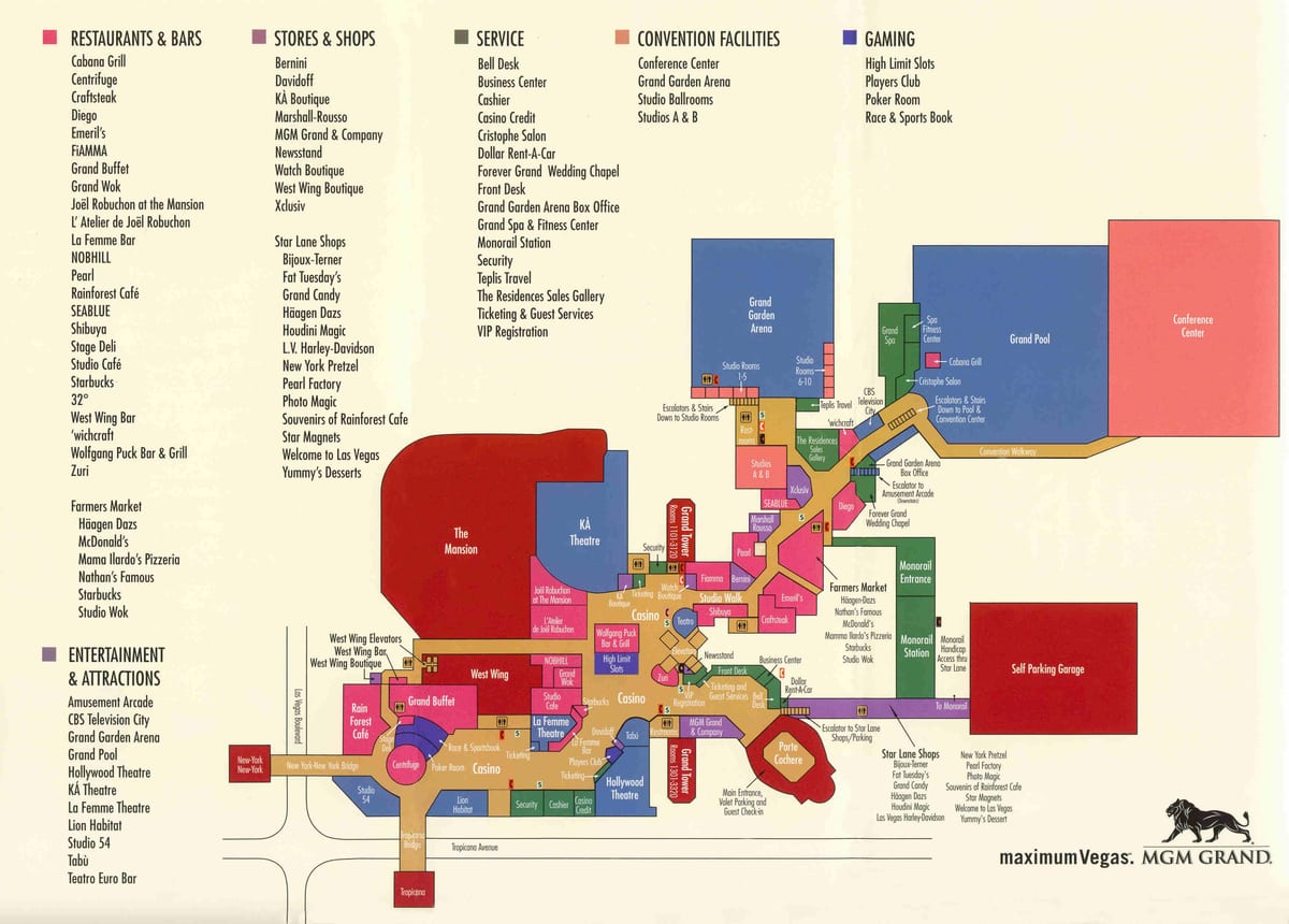 kaart van MGM grand in Las Vegas